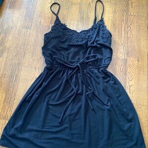 Black Soft Flowy Lace Trim Cotton Sundress [size small]